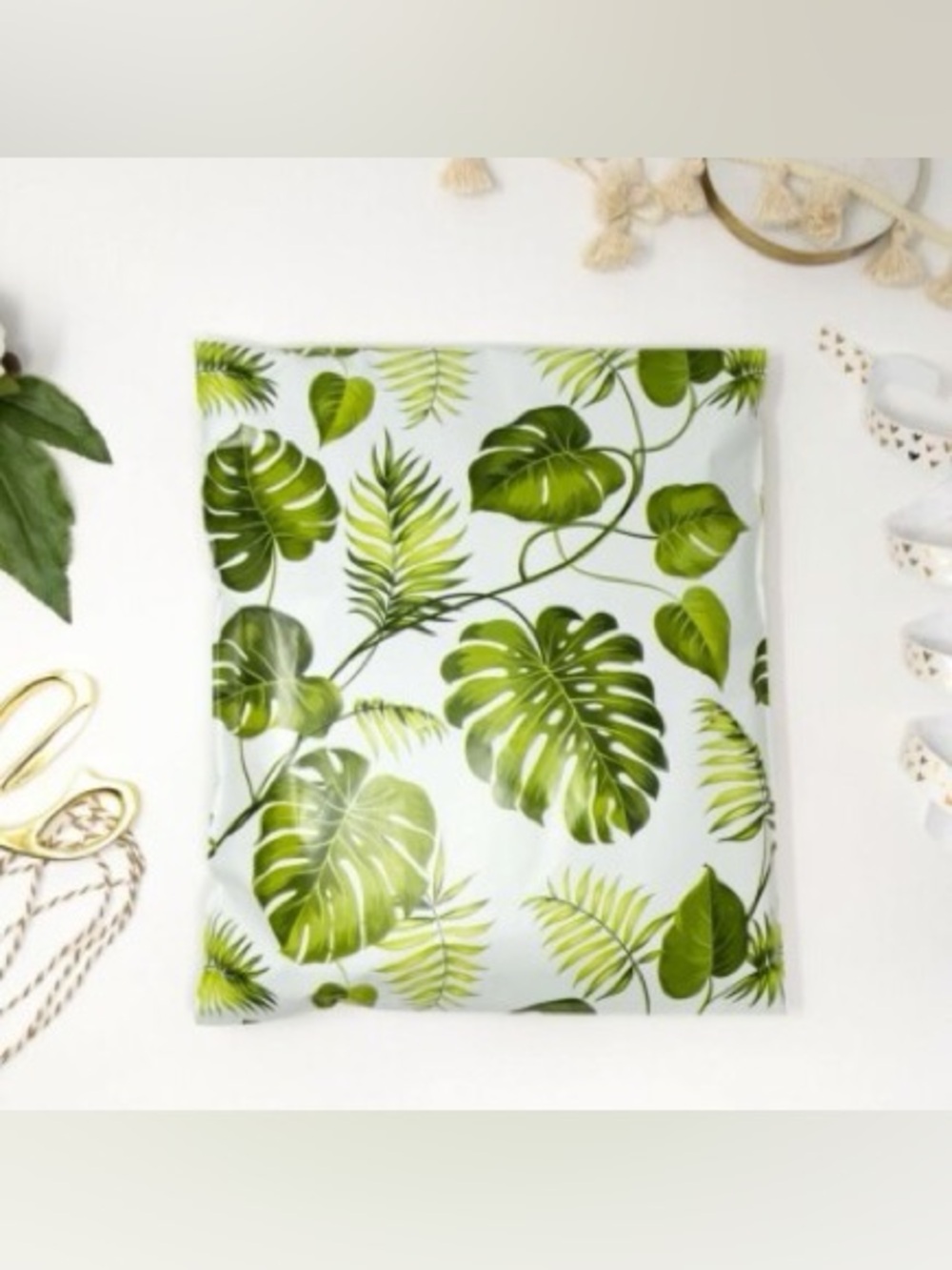 10x13 (10) Banana Leaves/Tropical Designer Poly Mailers